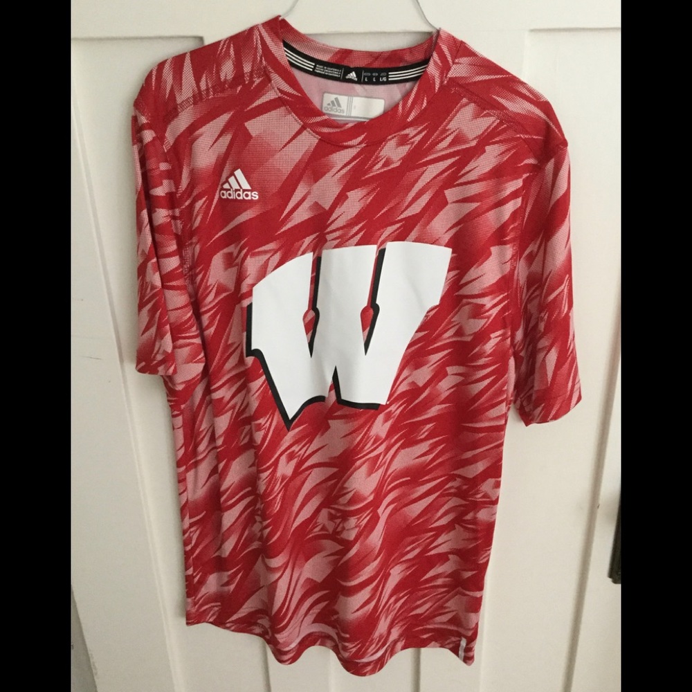 ADIDAS CLIMALITE Wisconsin Badgers, Shirt, L